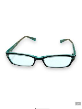 ProDesign Denmark Eyeglasses Frames Turquoise Blue‎ Brown Purple Swirl Detail